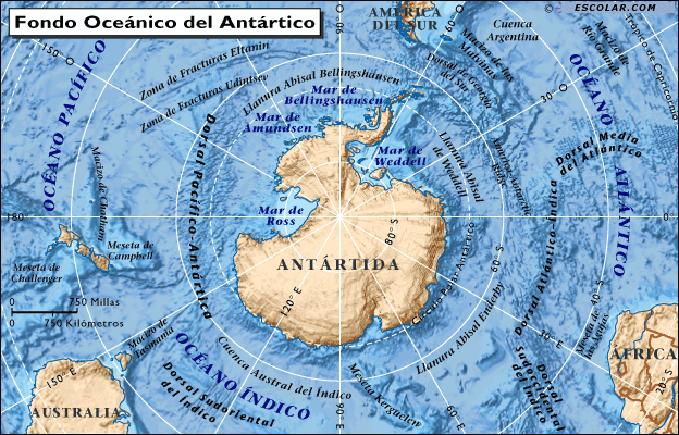 Fondo océano del Antártico