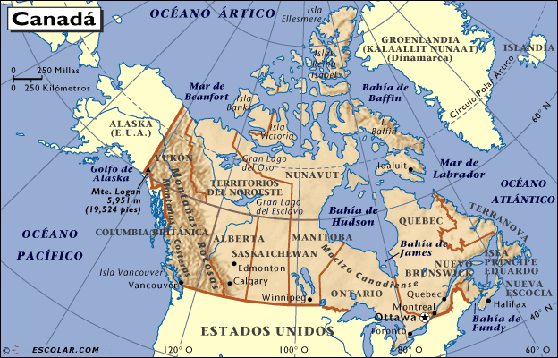 Mapas de Escolar.com - Mapa de Canadá