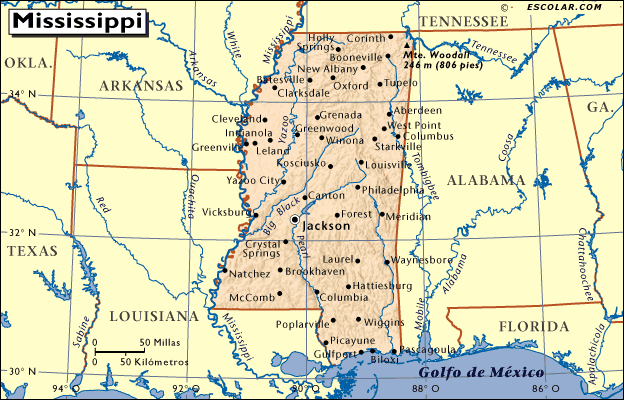 Mapas De Escolar Com Mapa De Mississippi.