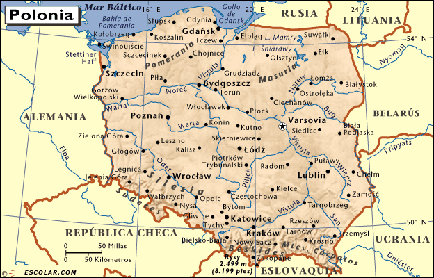 Polonia, mapa