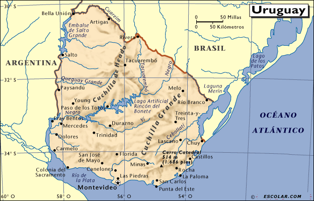 Mapas de Escolar.com - Mapa de Uruguay